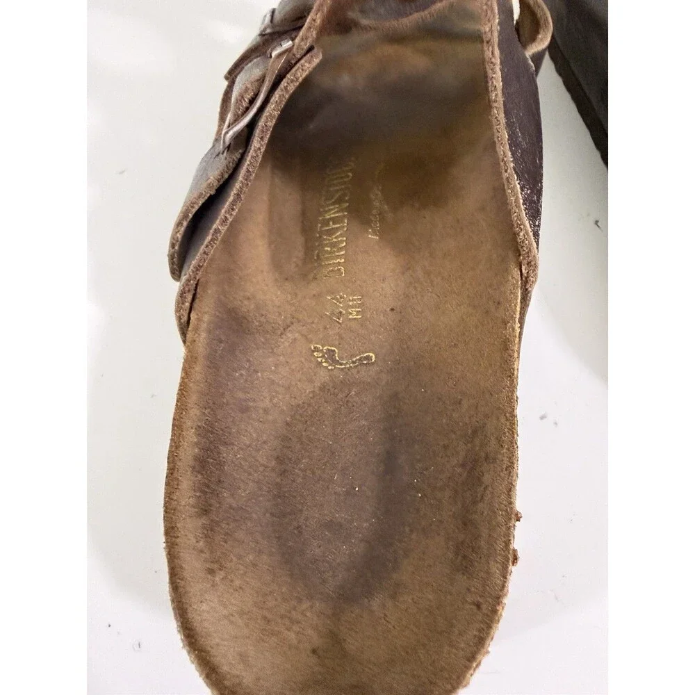 Birkenstock Arizona Men EU 44 US 11-11.5 Brown Leather Sandals Slip On Comfort